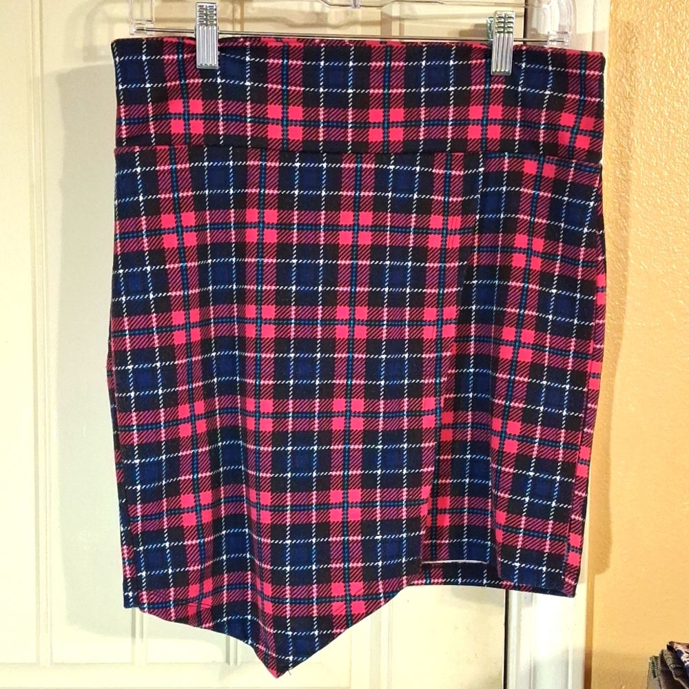Lily Star Multicolored Gingham Mini Skirt Size Large